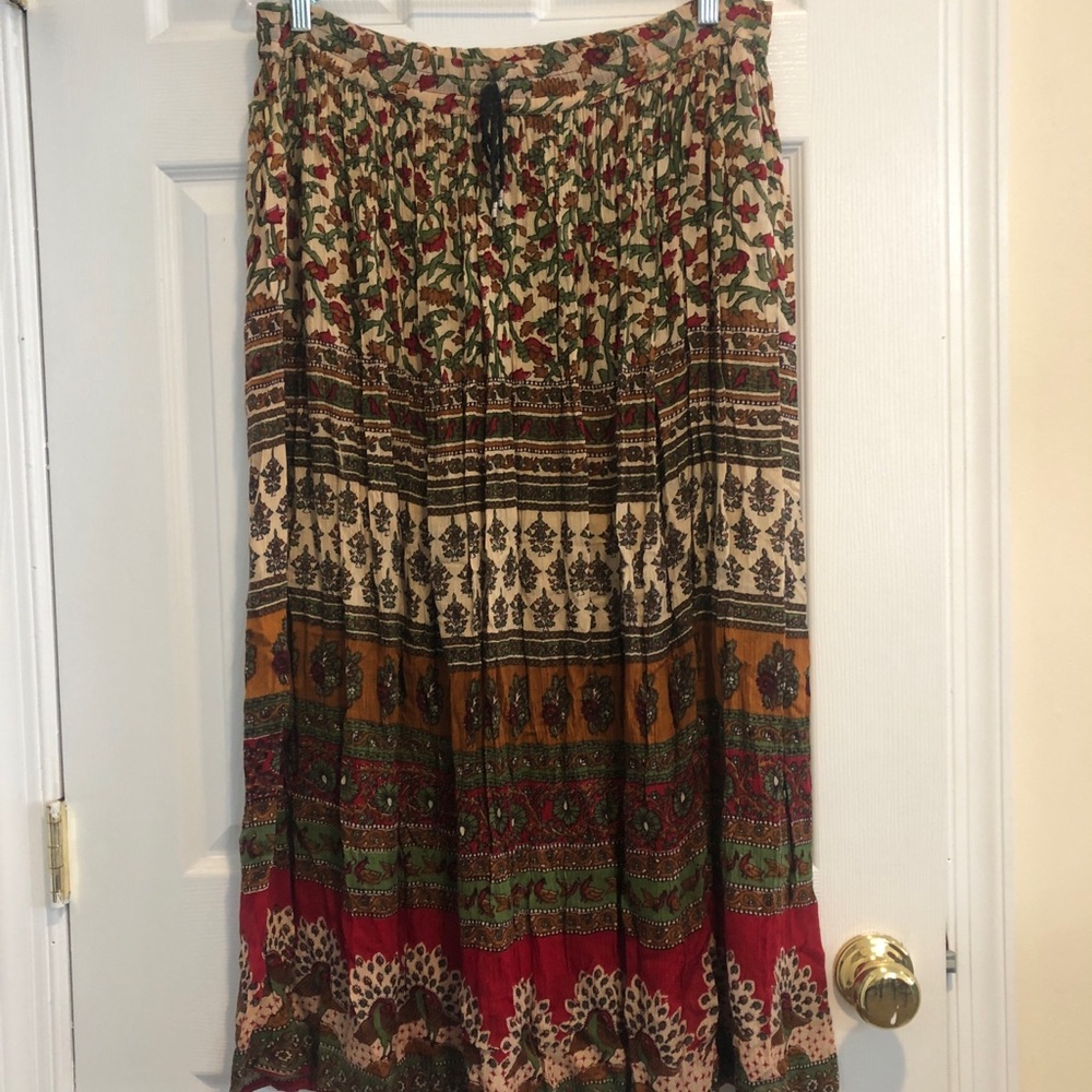 Aravon Multicolor Boho Tiered Maxi Skirt